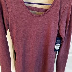 Marika Dark Pink Long Sleeve Top Open Back Small NWT